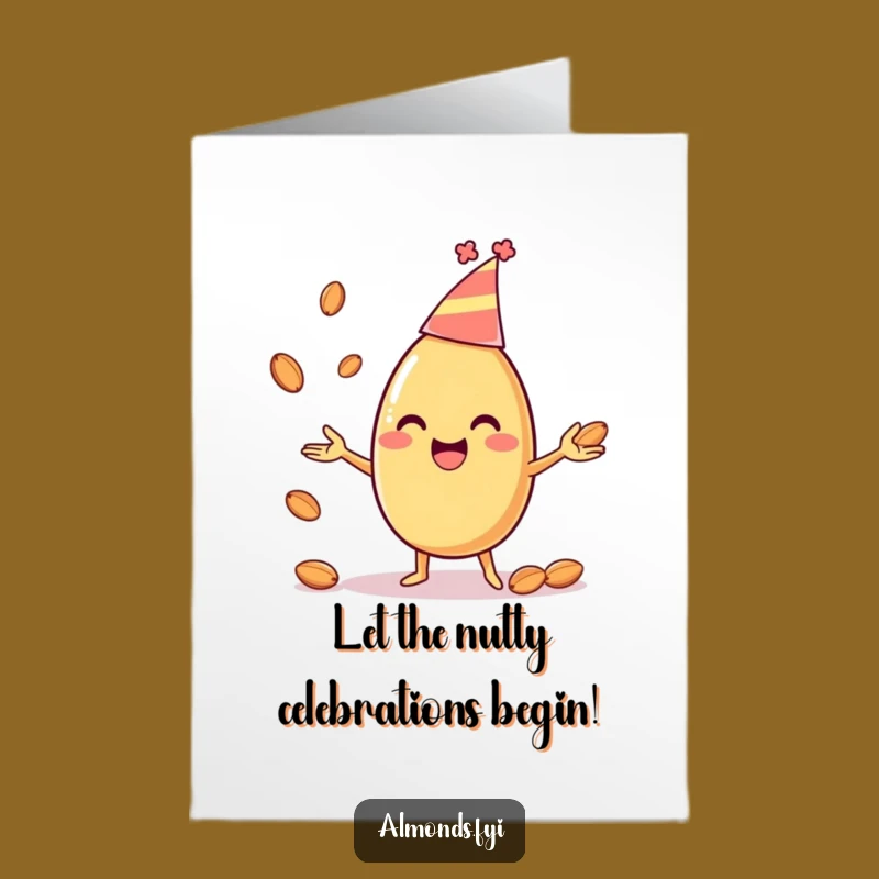 Free Printable Birthday Card: Juggling Almond Party Hat for a Fun Celebration