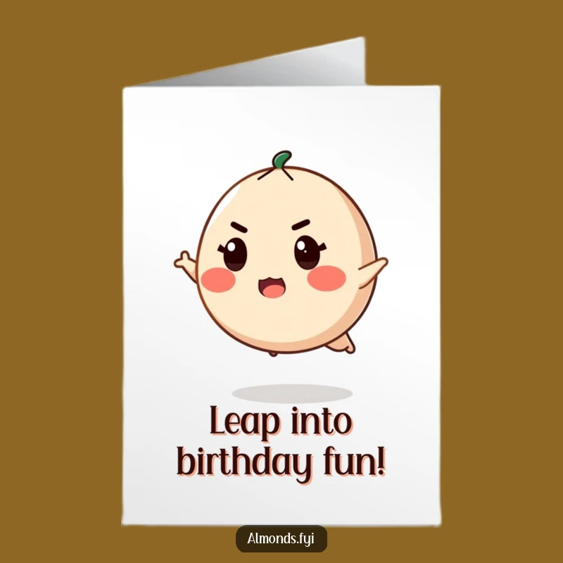 Free Printable Birthday Card: Determined Almond Leaper for a Bold Growth Gift