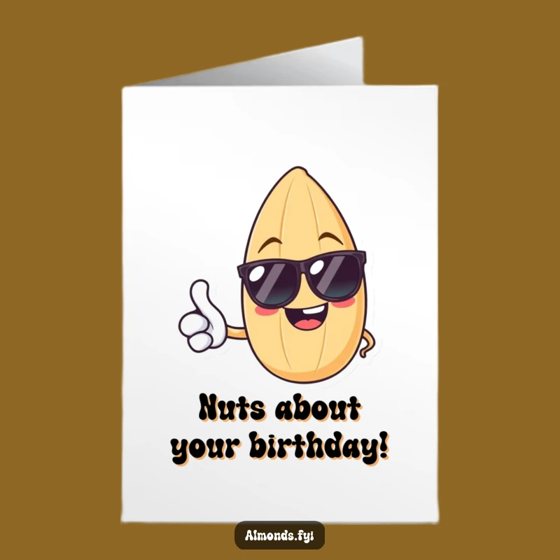 Free Printable Birthday Card: Cheerful Almond Thumbs Up Funny Downloadable Gift