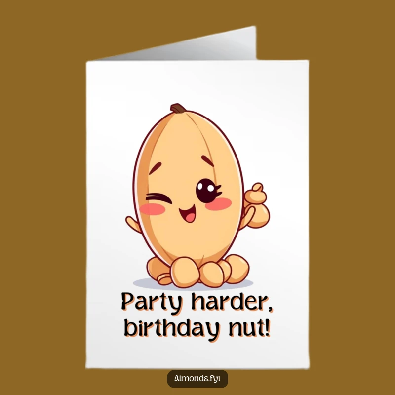 Free Printable Birthday Card: Mischievous Almond Nut Stacker Winking Funny Downloadable Gift