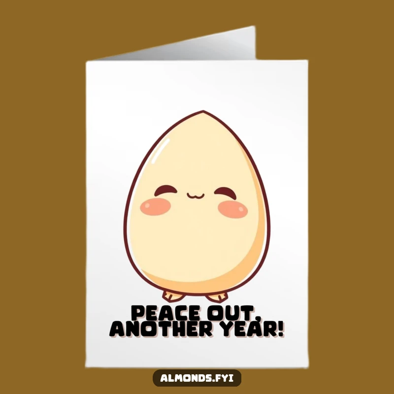 Free Printable Birthday Card: Peaceful Almond Smile Funny Downloadable Gift for Calm Wishes