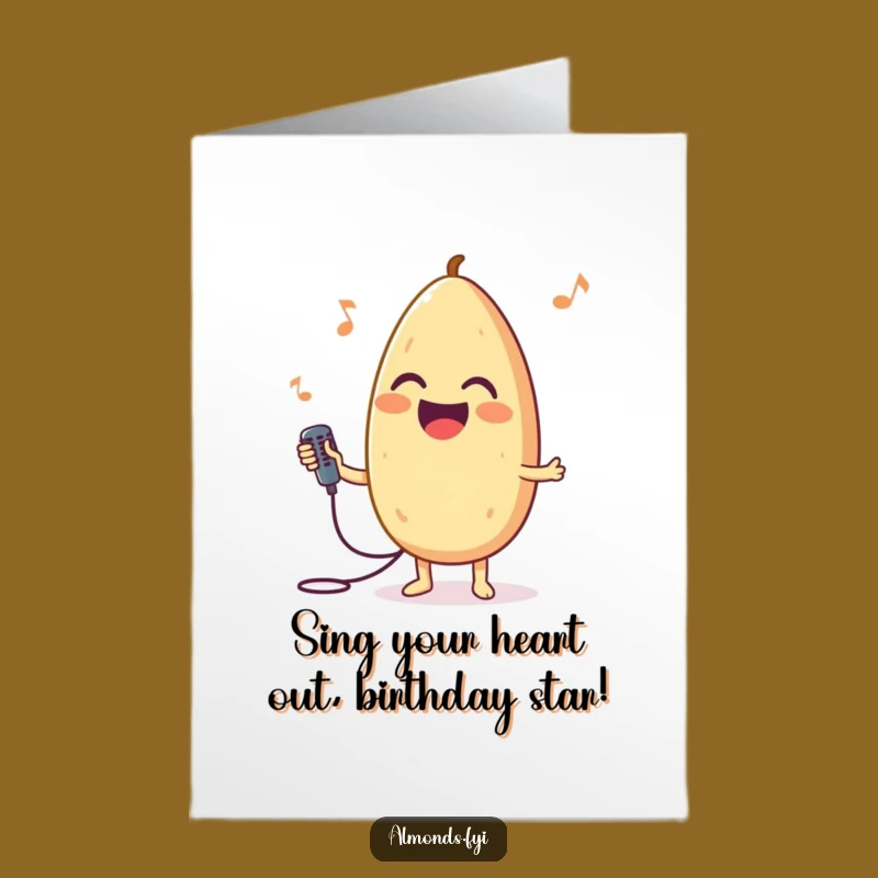 Free Printable Birthday Card: Singing Almond Humorous Downloadable Gift