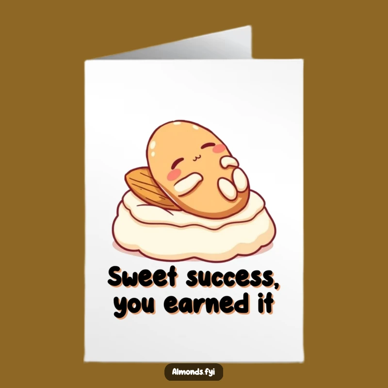Free Printable Almond Congrats Card: Creamy Relaxation! Humorous Downloadable Gift for Chill Achievements
