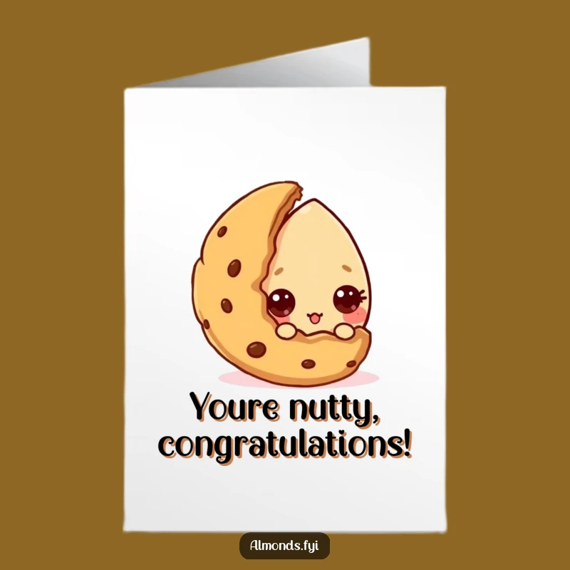 Free Printable Congrats Card: Curious Almond Cookie Peek Funny Surprise Downloadable Gift