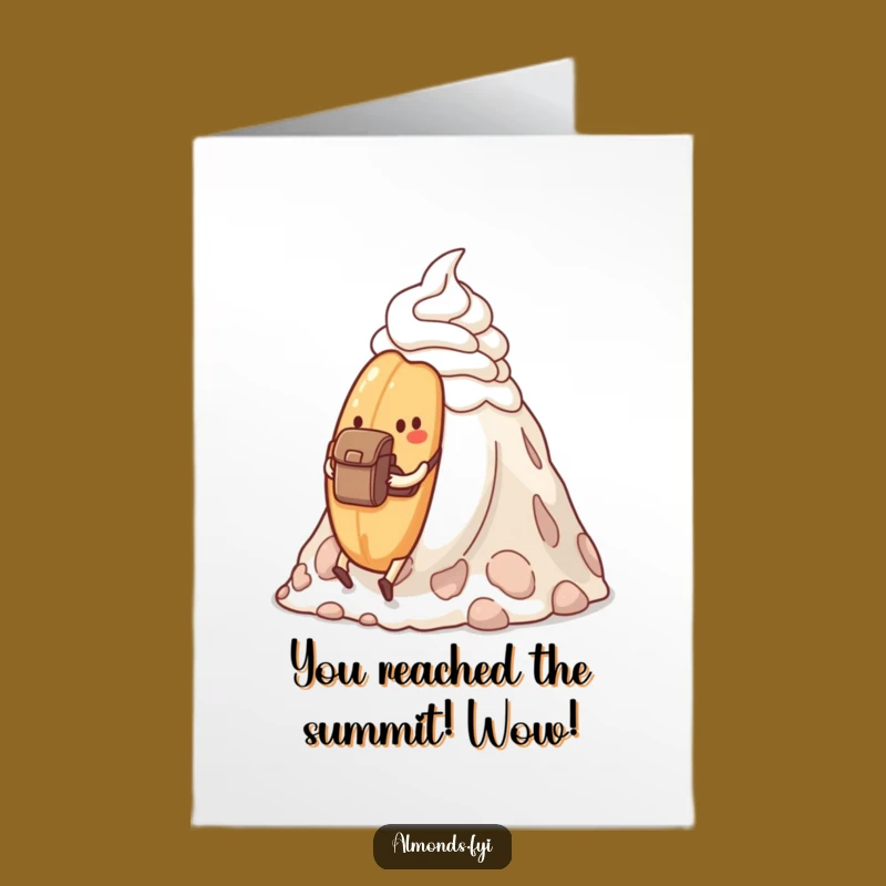 Free Printable Climb to Success Card: Funny Almond Conquers Goals!