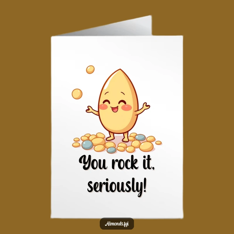 Free Printable Congrats Card: Juggling Almond Success Funny Downloadable