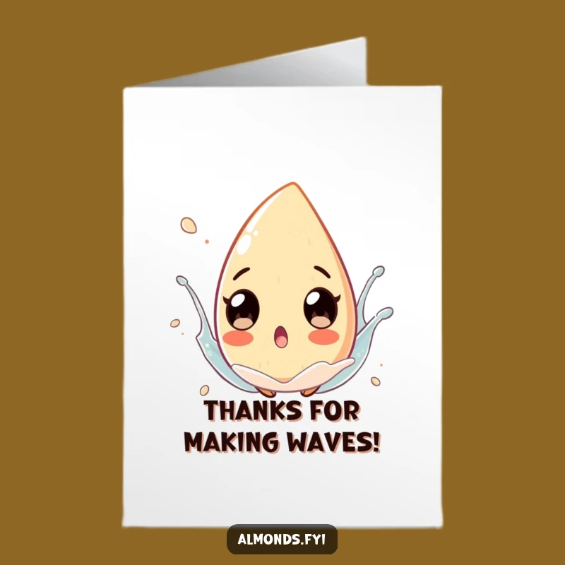 Free Printable Surprised Almond Thank You Card: Splash Downloadable Gift!