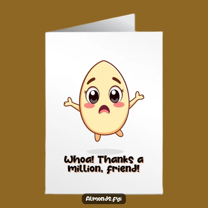Free Printable Thank You Card: Surprised Almond Jump for Unexpected Thanks