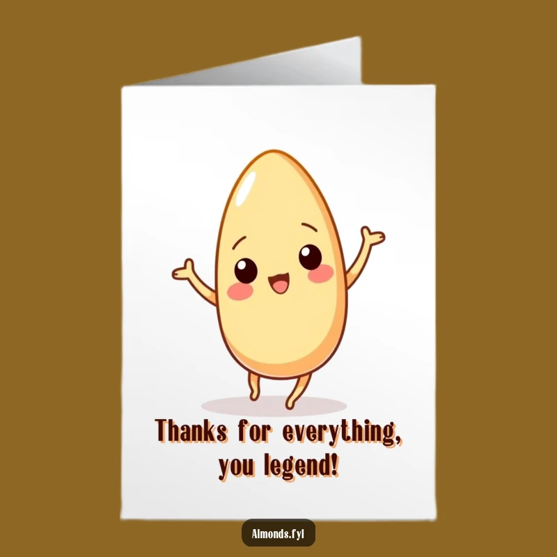 Free Printable Thank You Card: Wiggling Almond Dancer, Sweet & Funny Downloadable Gift