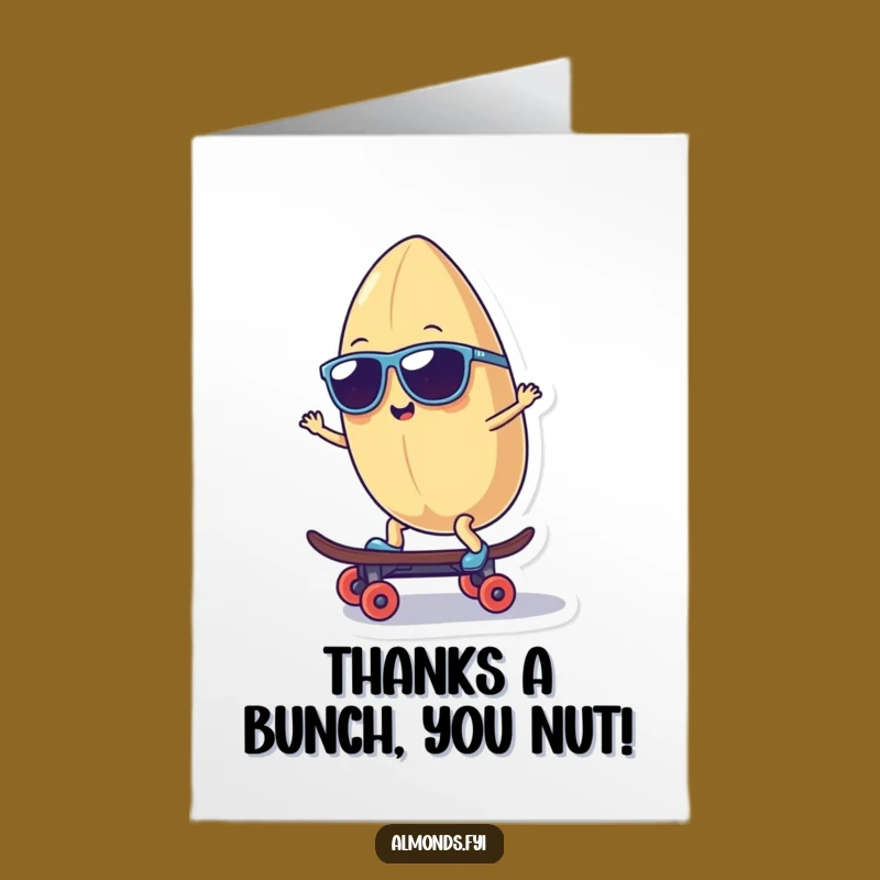 Free Printable Thank You Card Smiling Almond Skater Cool Sunglasses Downloadable Gift