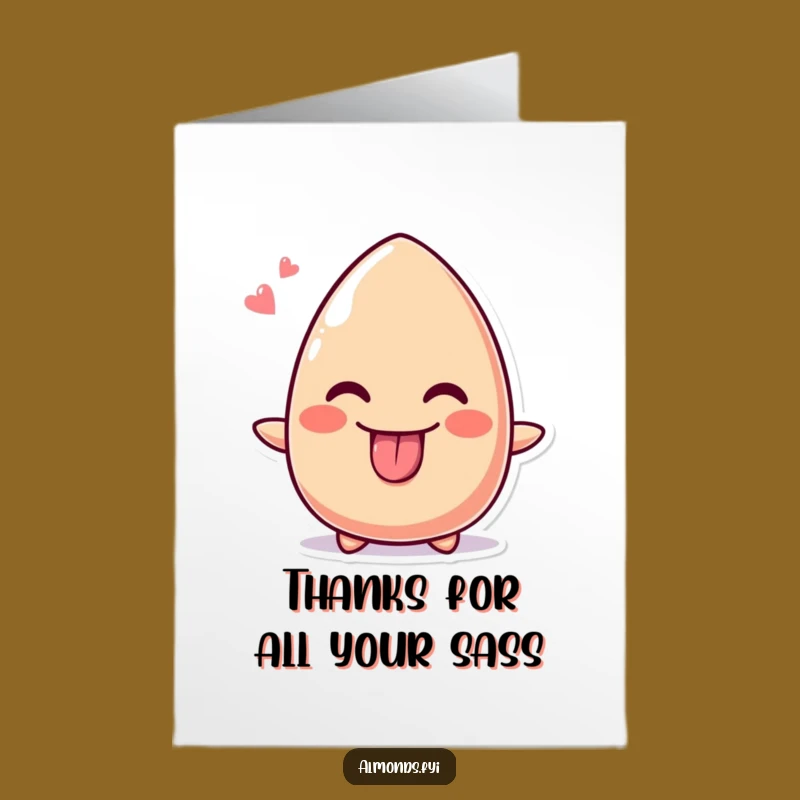 Free Printable Thank You Card: Cheeky Almond Humorous Downloadable Gift