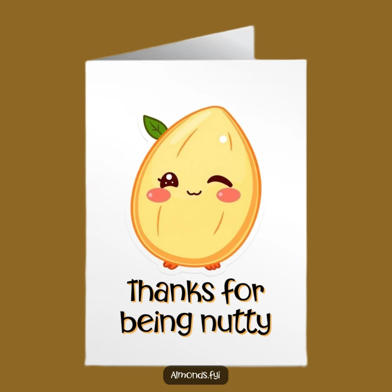 Free Printable Thank You Card: Winking Almond, Playful Downloadable Gift for Appreciation