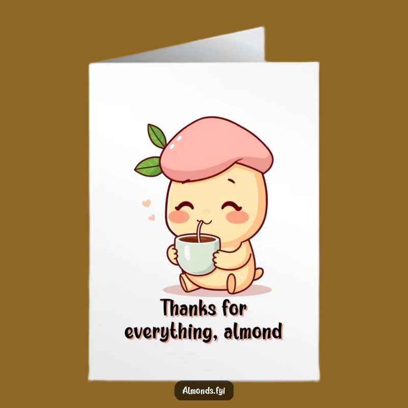 Free Printable Thank You Card: Almond Coffee Beret Humor Downloadable Gift
