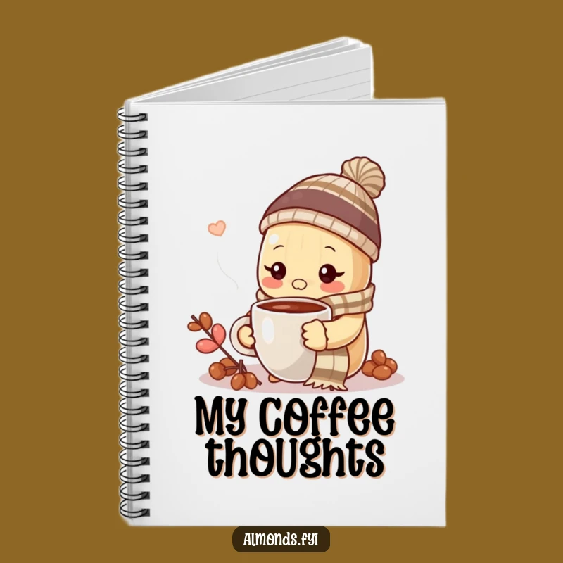 Funny Cozy Almond Coffee Notebook - Winter Journal for Notes