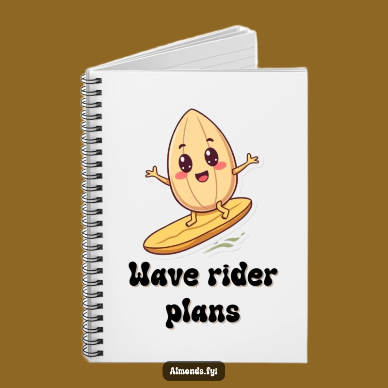 Funny Surfing Almond Notebook - Googly Eyes Nutty Journal Gift!