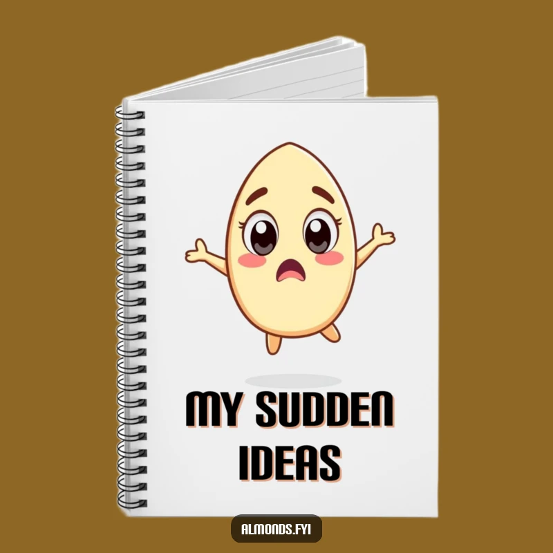Funny Surprised Almond Notebook - Jot Down Thoughts with a Nutty Jump!