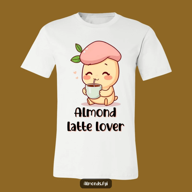 Funny Chic Almond Tee: Happy Character's Coffee Break Style
