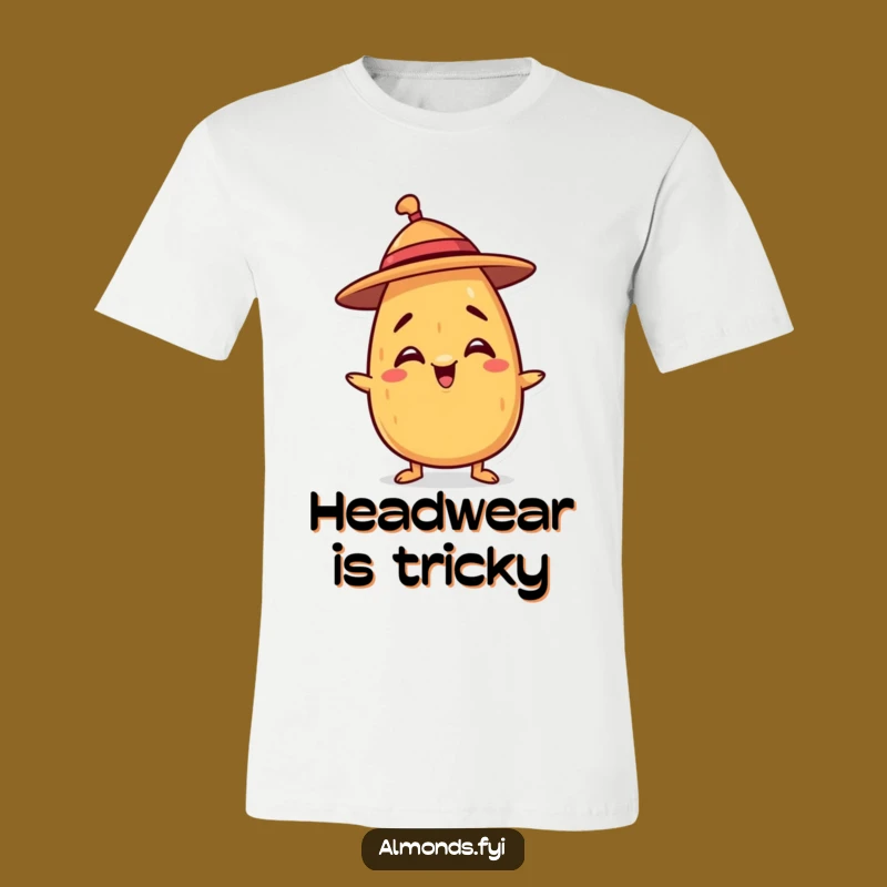 Funny Balancing Hat Almond T-Shirt: Playful Nutty Character Tee for Smiles