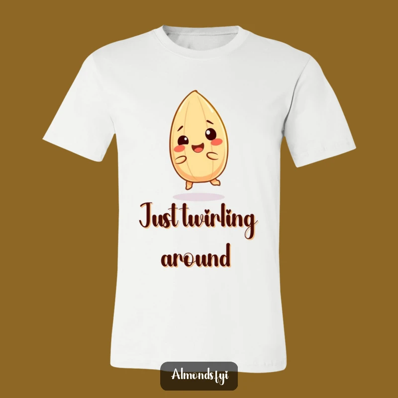Funny Giggling Almond T-Shirt: Happy Spinning Character Tee Funny Gift