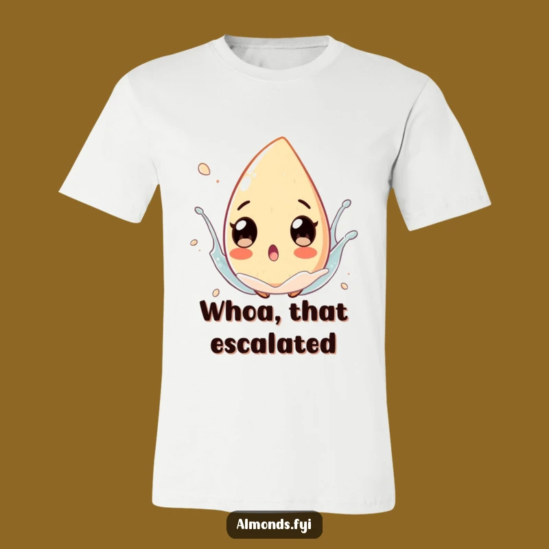 Funny Splash Almond T-Shirt: Exaggerated Eyes Design for Shockingly Good Fun