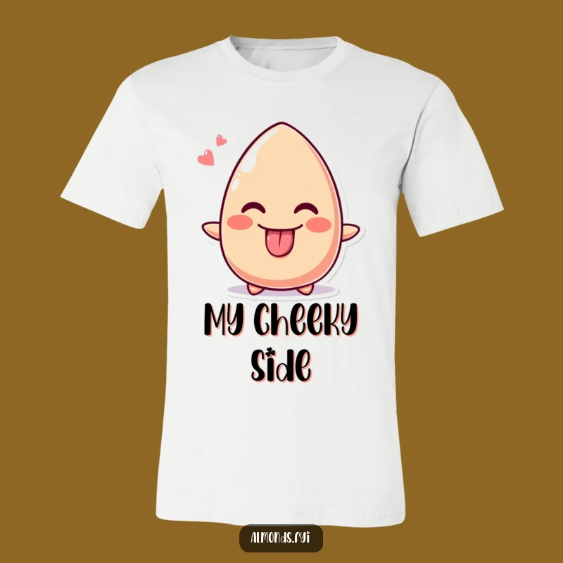 Funny Cheeky Almond T-Shirt, Tongue Out Smile, Hilarious Gift Apparel