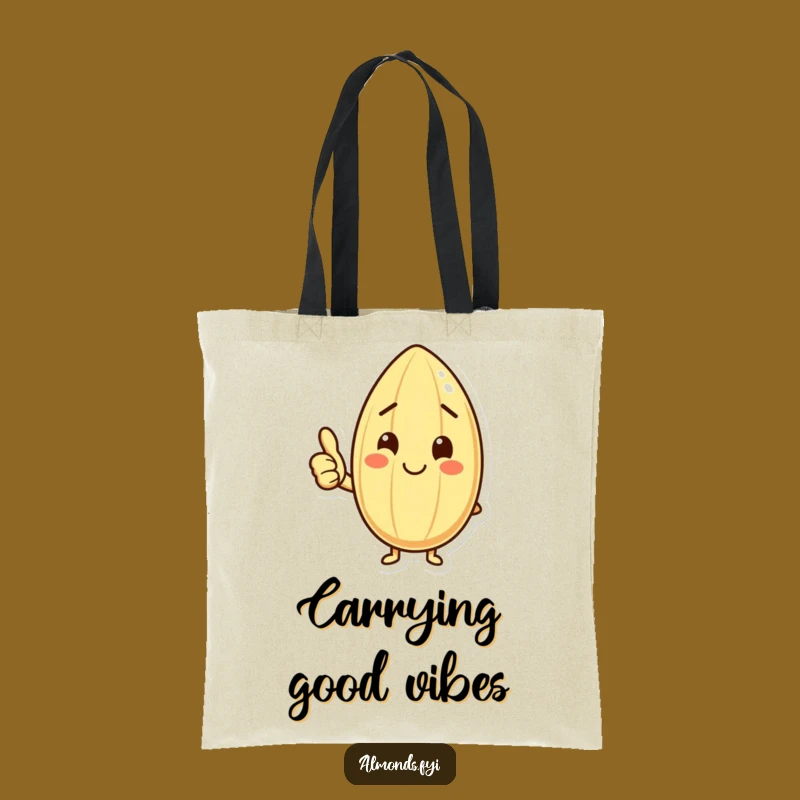 Funny Happy Almond Thumbs Up Tote Bag: Carry Good Vibes Everywhere