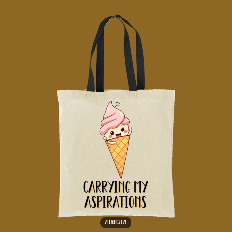 Funny Almond Ice Cream Climb Tote Bag: Carry Your Goals Hilariously