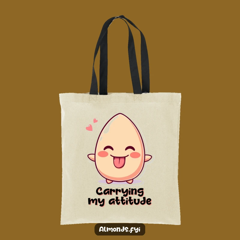 Funny Cheeky Almond Tote Bag, Tongue Out Design, Practical Funny Gift