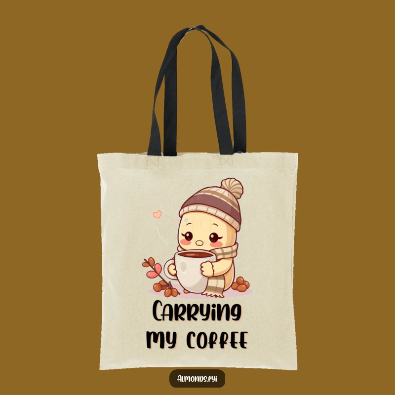 Funny Cozy Almond Coffee Tote Bag - Winter Nut Accessory Gift