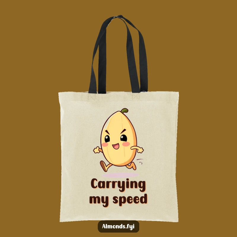 Funny Almond Sprinter Tote Bag: Determined Nut Carry-All, Perfect Eco-Friendly Gift!