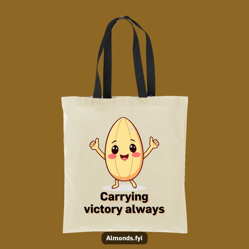 Funny Victory Almond Tote Bag - Carry Your Laughs with Tiny Arms Dance!