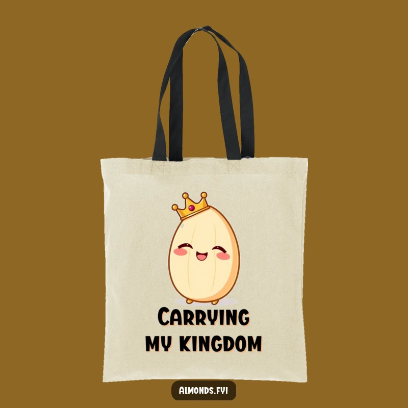 Funny Regal Almond Tote Bag, Giggling Crowned Design, Practical Funny Gift
