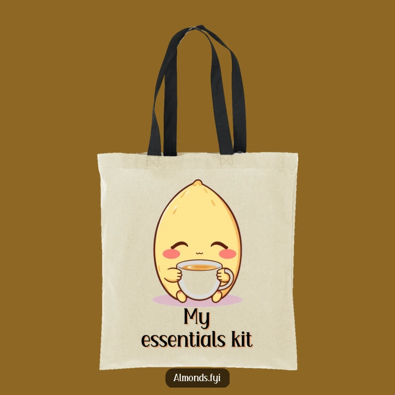 Funny Relaxing Tote Bag: Content Almond's Tea Break, Ideal for Serene Shopping