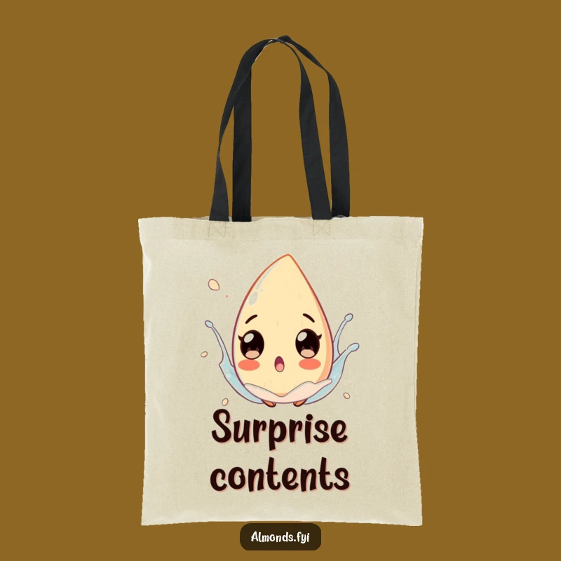 Funny Splash Almond Tote Bag: Carry Your Surprise with Playful Splash Art