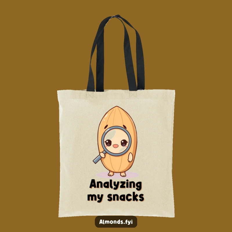Funny Tote Bag: Curious Almond Character, Perfect for Explorers Gift